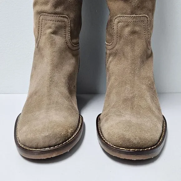 Apepazza Ninfa Boots Womens 9.5 Tan Suede Leather Wedge Boho Tribal Patchwork - Picture 9 of 14